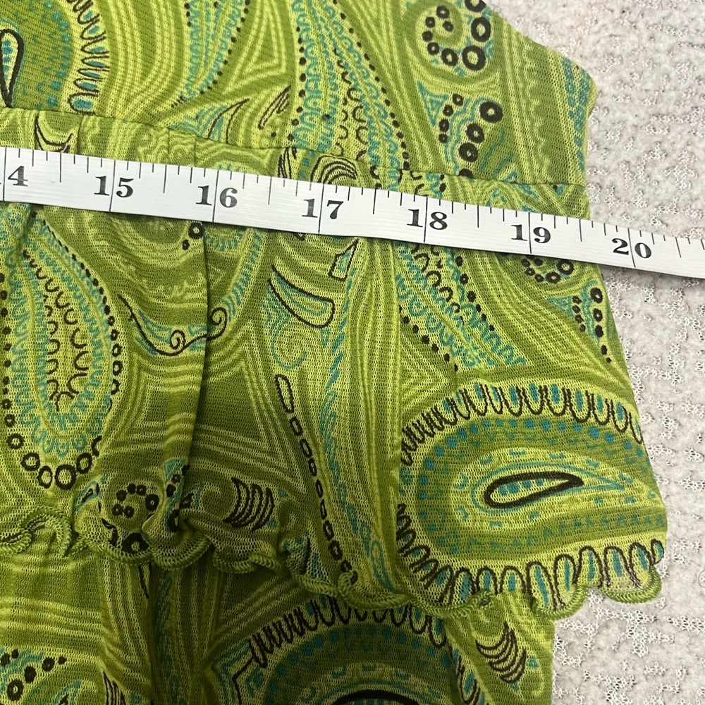 Apt. 9 Green Paisley Ruffle Tiered Babydoll Blouse Top Size Large - Picture 12 of 14